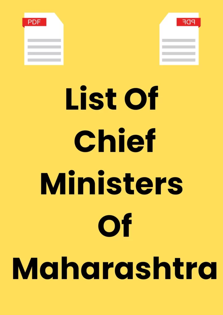 List Of Chief Ministers Of Maharashtra